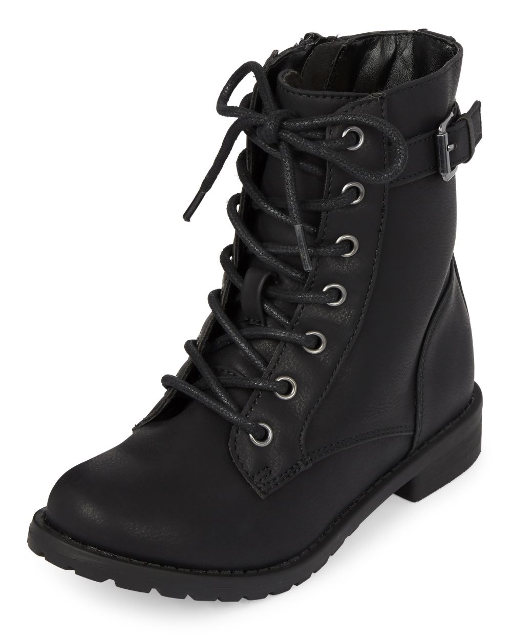 Girls Buckle Lace Up Boots