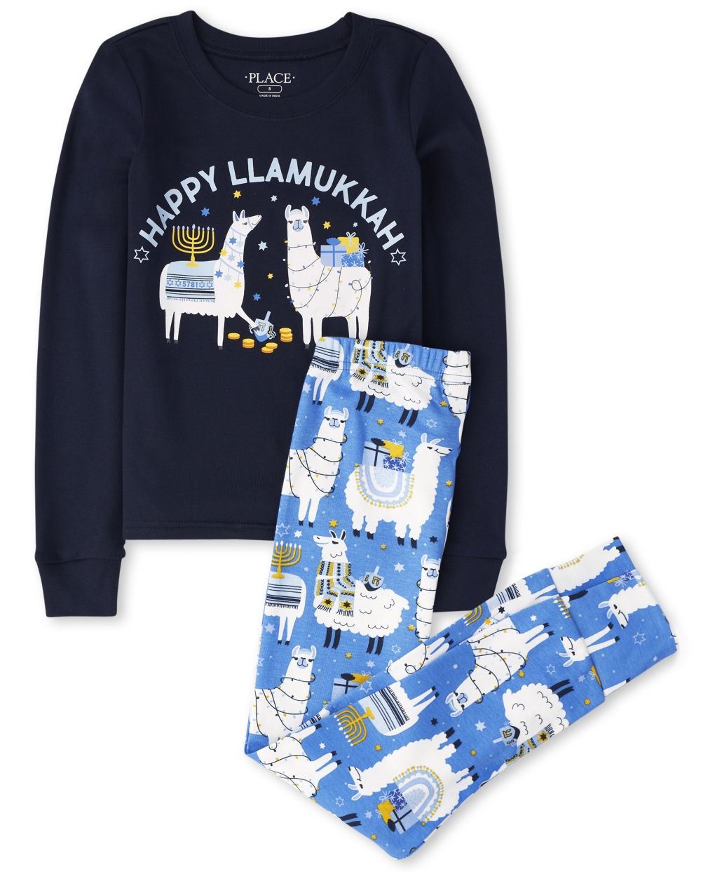 Unisex Kids Matching Family Long Sleeve Hanukkah Llama Snug Fit Cotton