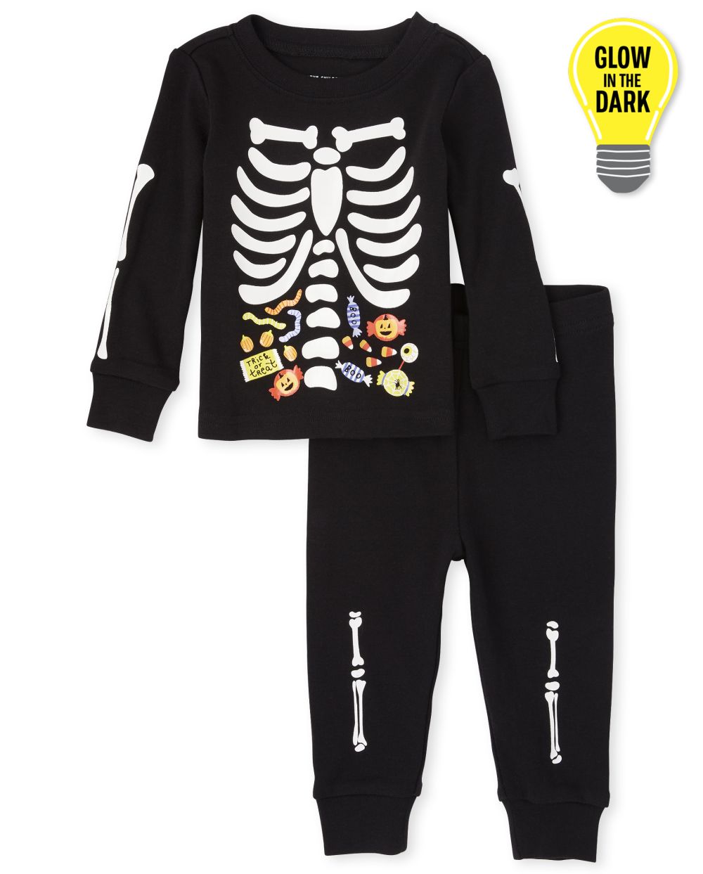 Unisex Baby And Toddler Halloween Long Sleeve Glow In The Dark Candy