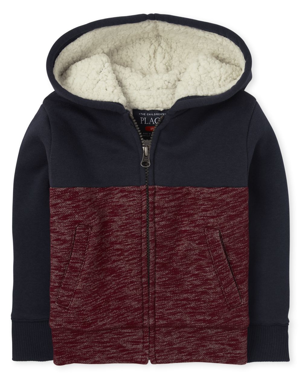 Baby And Toddler Boys Long Sleeve Colorblock Sherpa Lined Fleece Zip Up