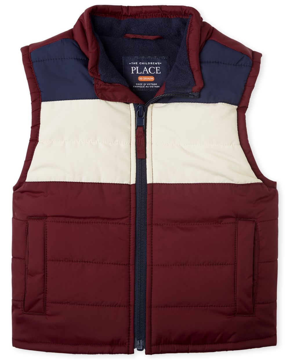 Toddler Boys Sleeveless Colorblock Puffer Vest