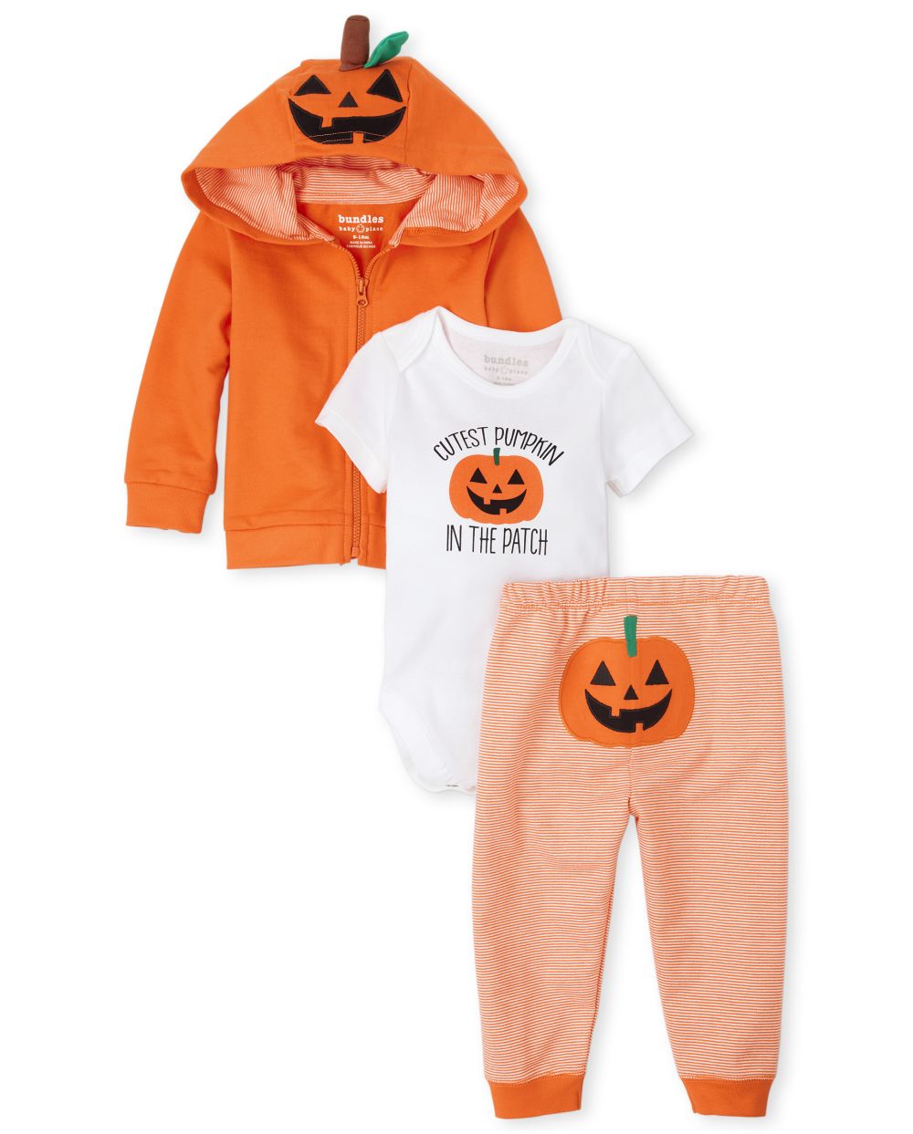 Unisex Baby Halloween Long Sleeve Pumpkin French Terry Zip Up Hoodie