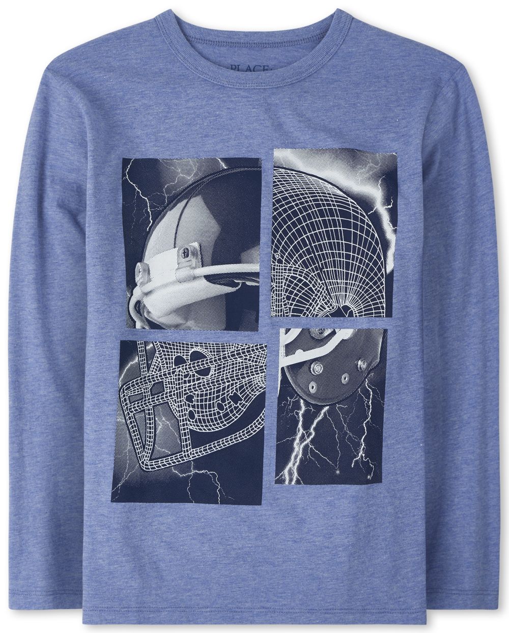 Boys Long Sleeve Football Helmet Graphic Tee