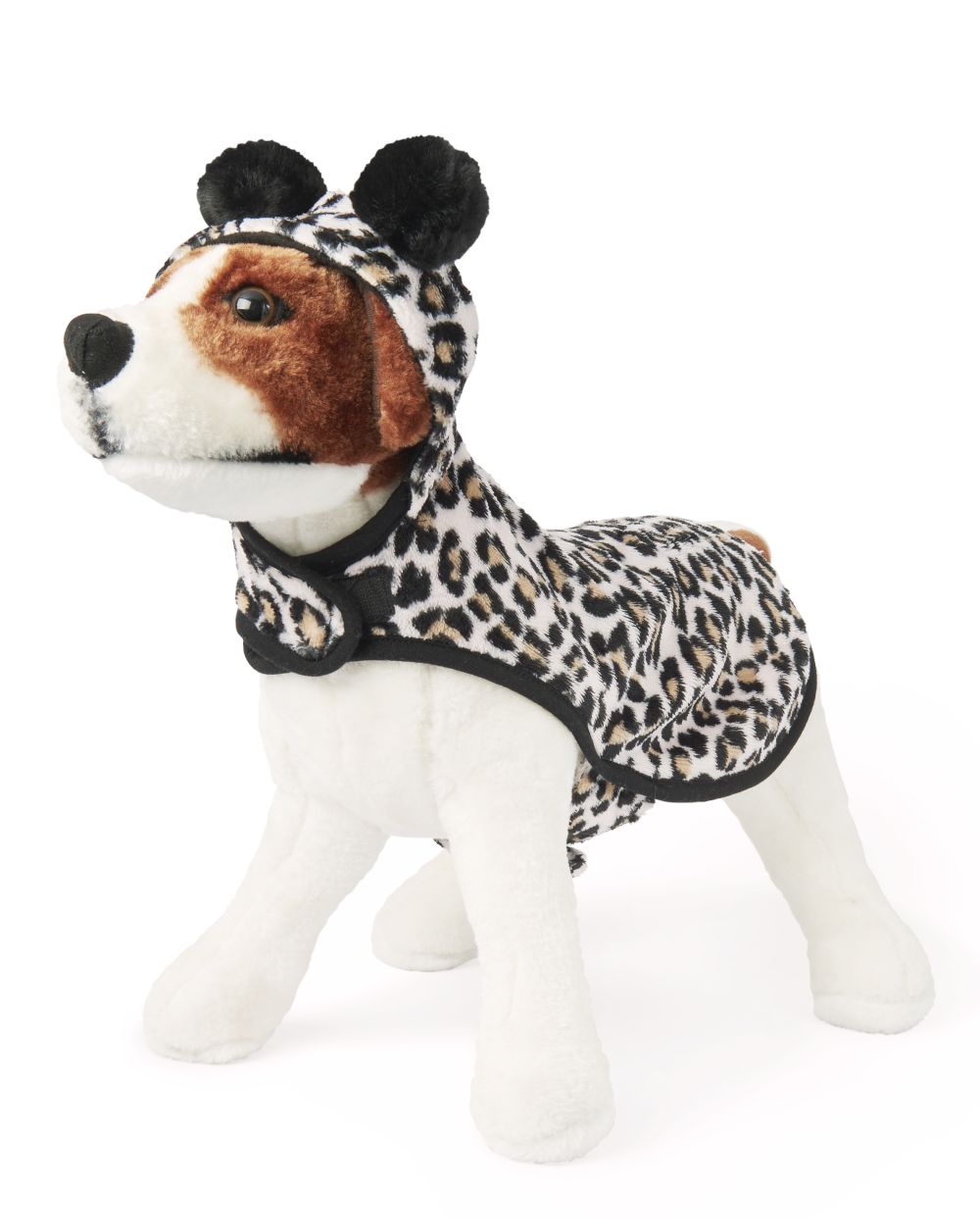 Dog Mommy And Me Leopard Print Fleece Matching Pom Pom Hooded One Piece