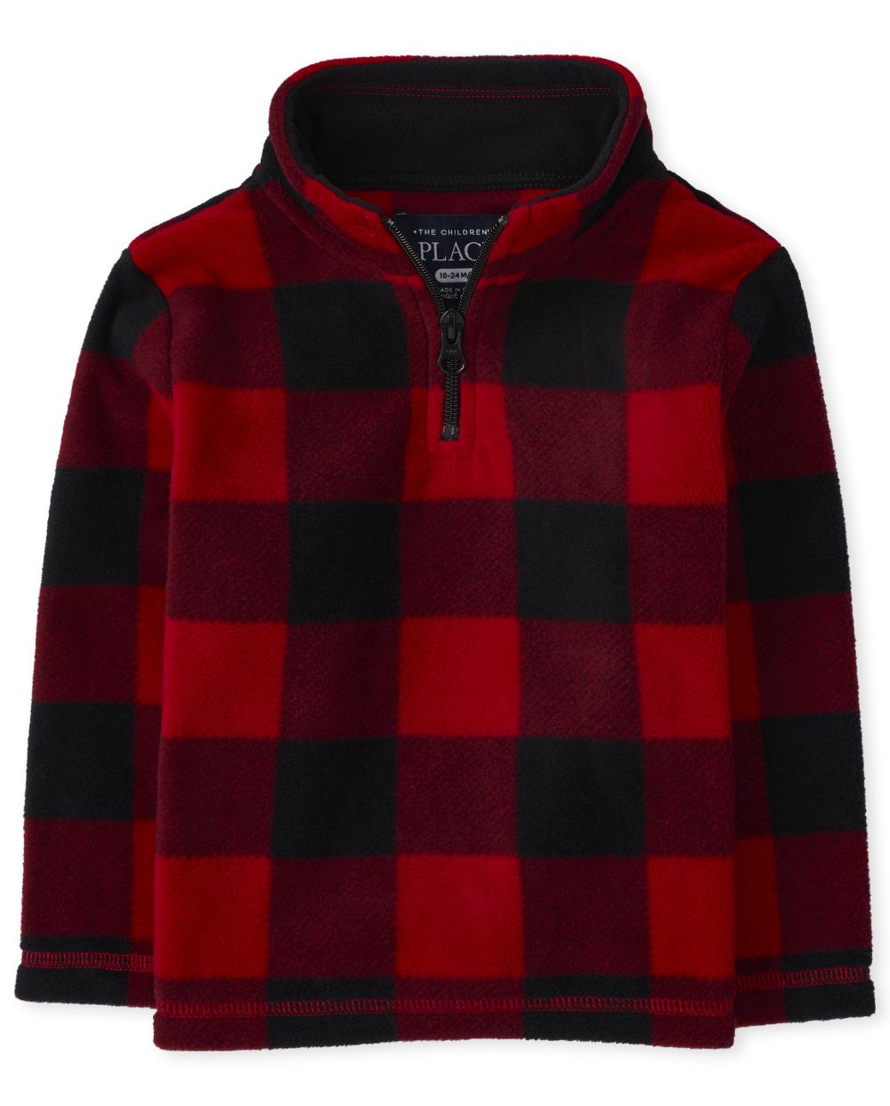 Unisex Toddler Long Sleeve Buffalo Plaid Microfleece Half Zip Pullover