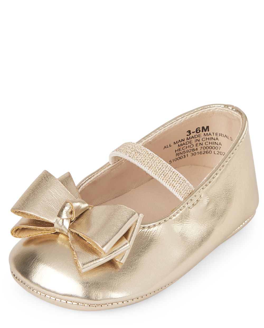 Baby Girls Metallic Faux Leather Bow Ballet Flats