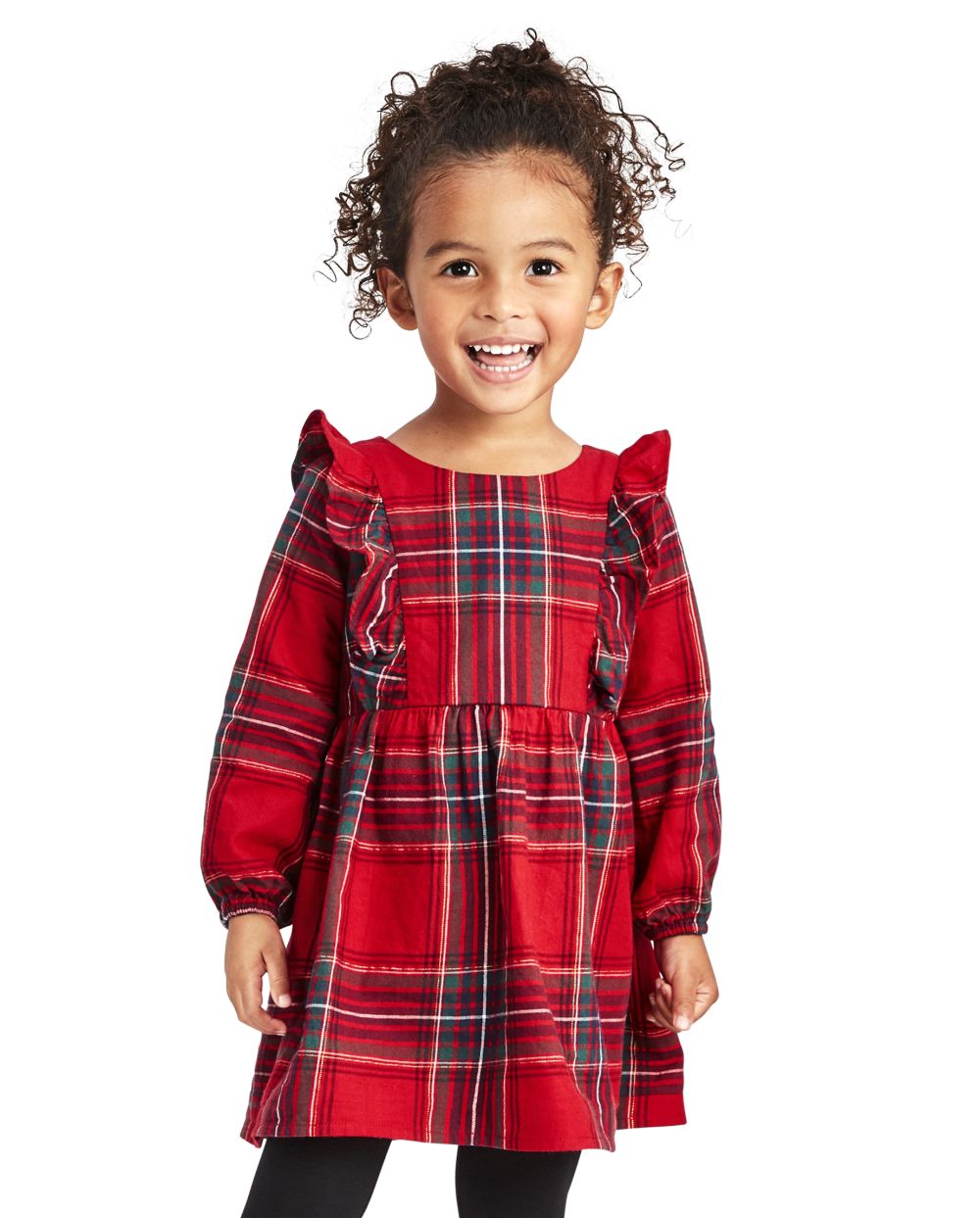 Baby And Toddler Girls Matching Family Long Sleeve Plaid Twill Peasant