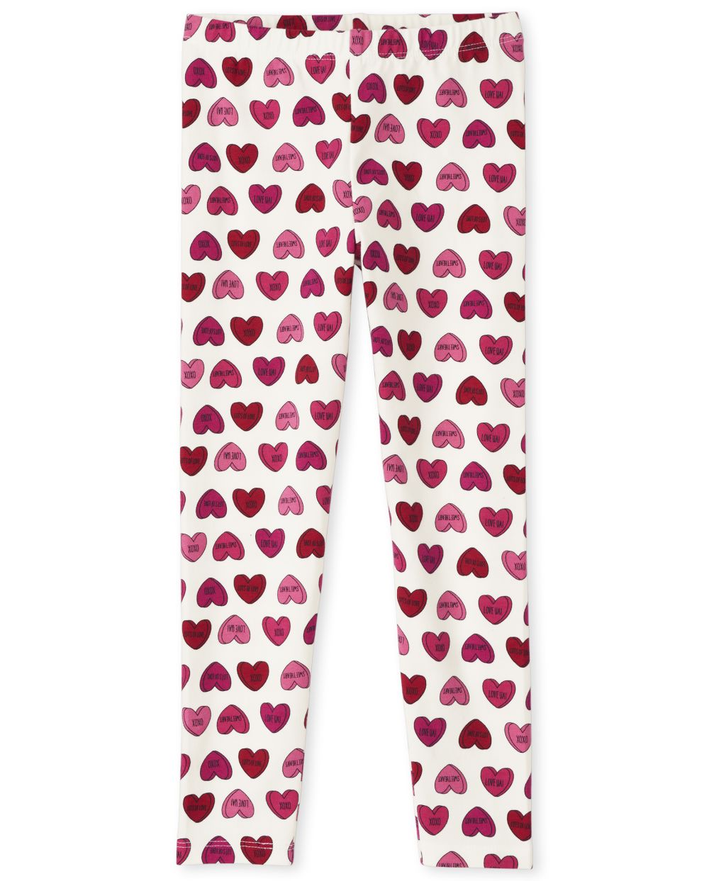 Girls Valentine's Day Heart Print Knit Leggings