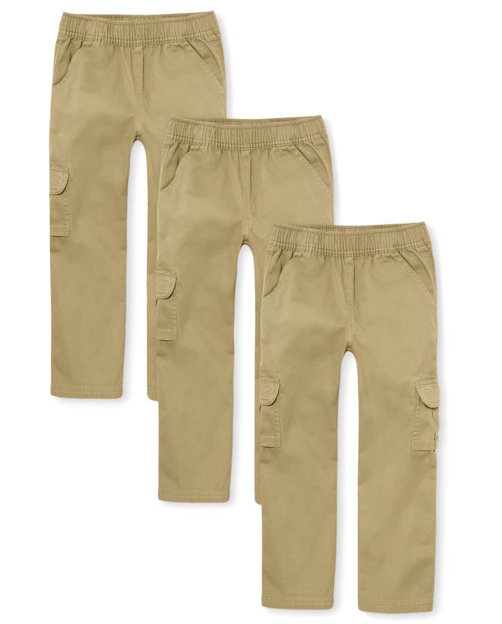Boys Uniform Woven Pull On Chino Cargo Pants 2Pack