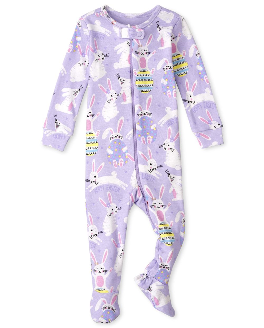 lavender easter bunny print one piece pajama