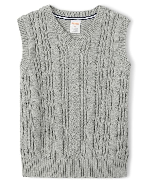 Boys Cable Knit Sweater Vest - Uniform - h/t smoke