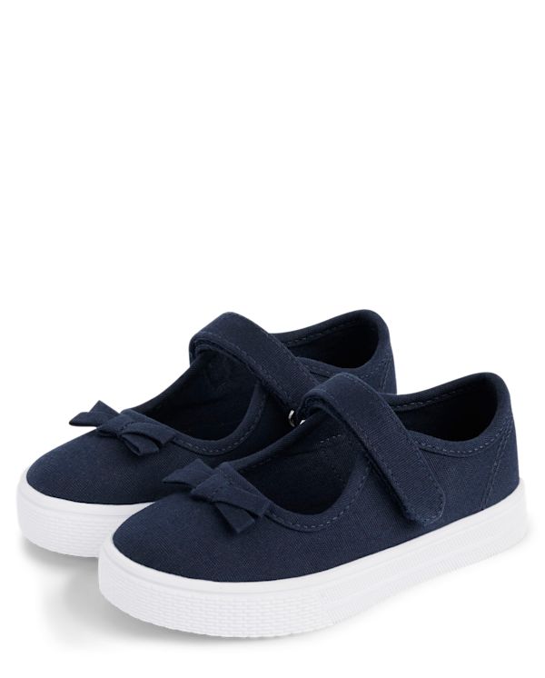 Girls Bow Ballet Flats - Uniform - navy