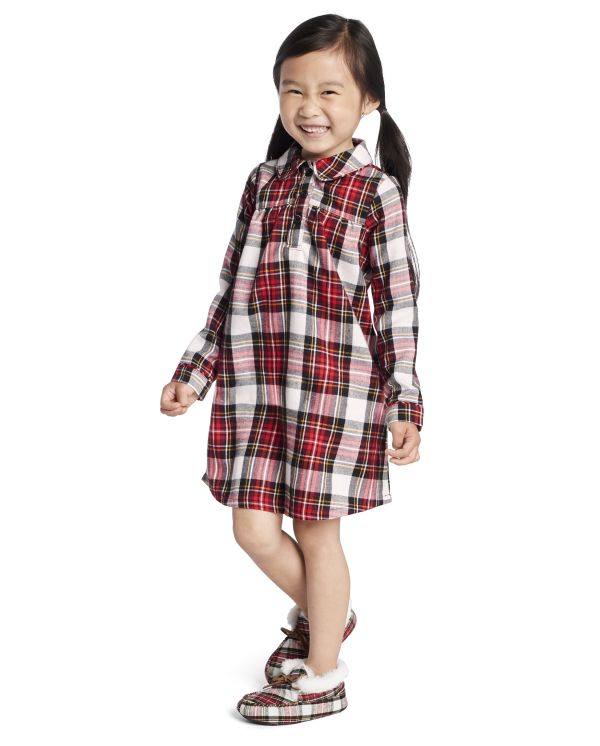 Girls Matching Family Plaid Flannel Nightgown - Gymmies - black
