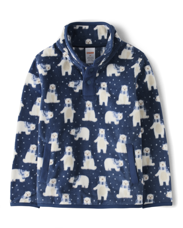 Boys Polar Bear Fleece Pullover - Bear Hugs - vernon navy
