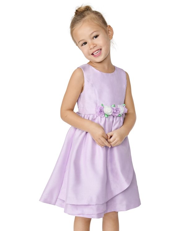 Girls Floral Ruffle Dress - All Dressed Up - lt grape mist