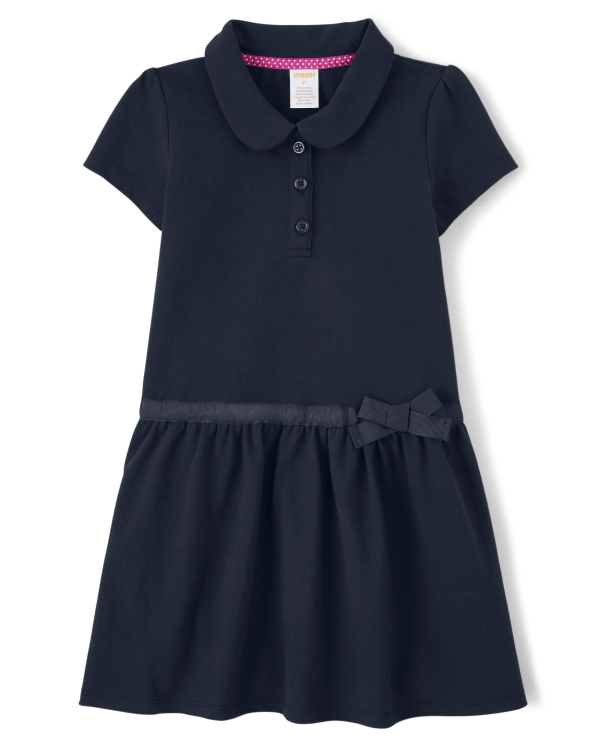 Girls Polo Dress - Uniform - navy slate