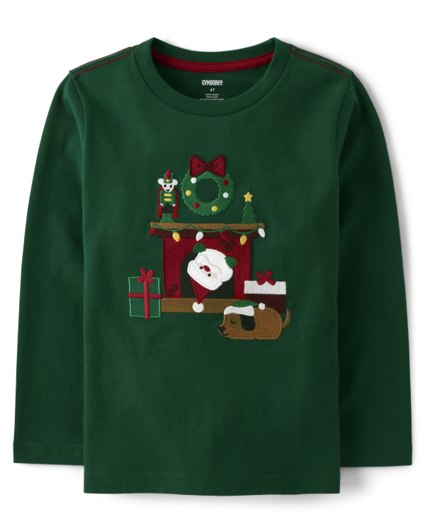 Boys Embroidered Santa Top - Nutcracker - noble forest