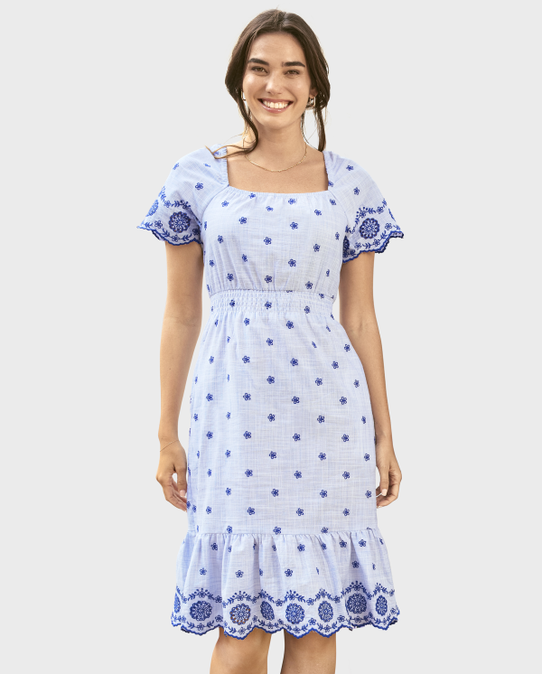 Womens Mommy And Me Eyelet Tiered Dress - Bon Voyage - navy narrows
