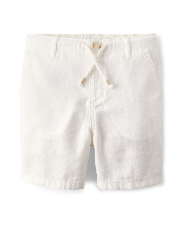Boys Pull On Shorts - Linen - simplywht