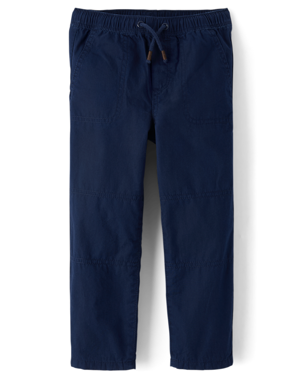Boys Poplin Pull On Pants - Little Essentials - blue