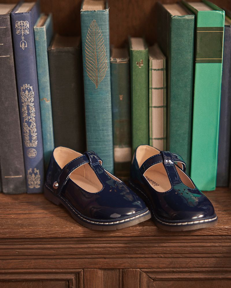 Girls Perforated T-Strap Mary Jane Shoes - Campus Cuties
