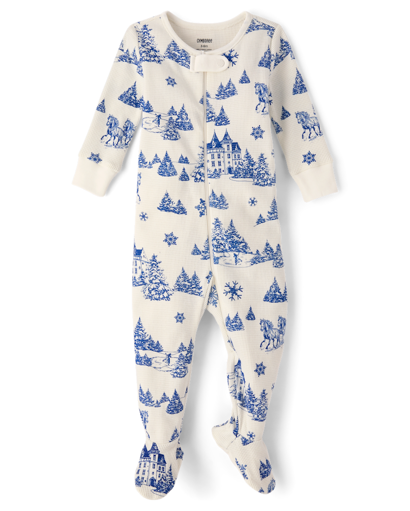 Baby Winter Toile Snug Fit Thermal Footed One Piece Pajamas