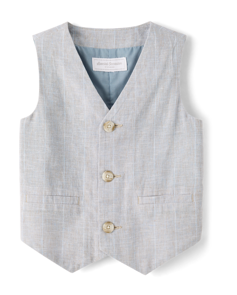 Boys Striped Linen-Blend Vest - Special Occasions