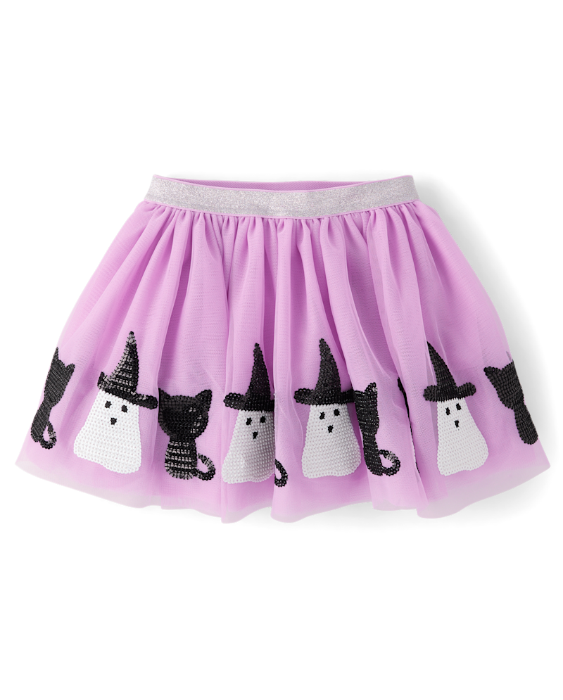 Girls Sequin Ghost Tutu Skirt - Trick or Treat
