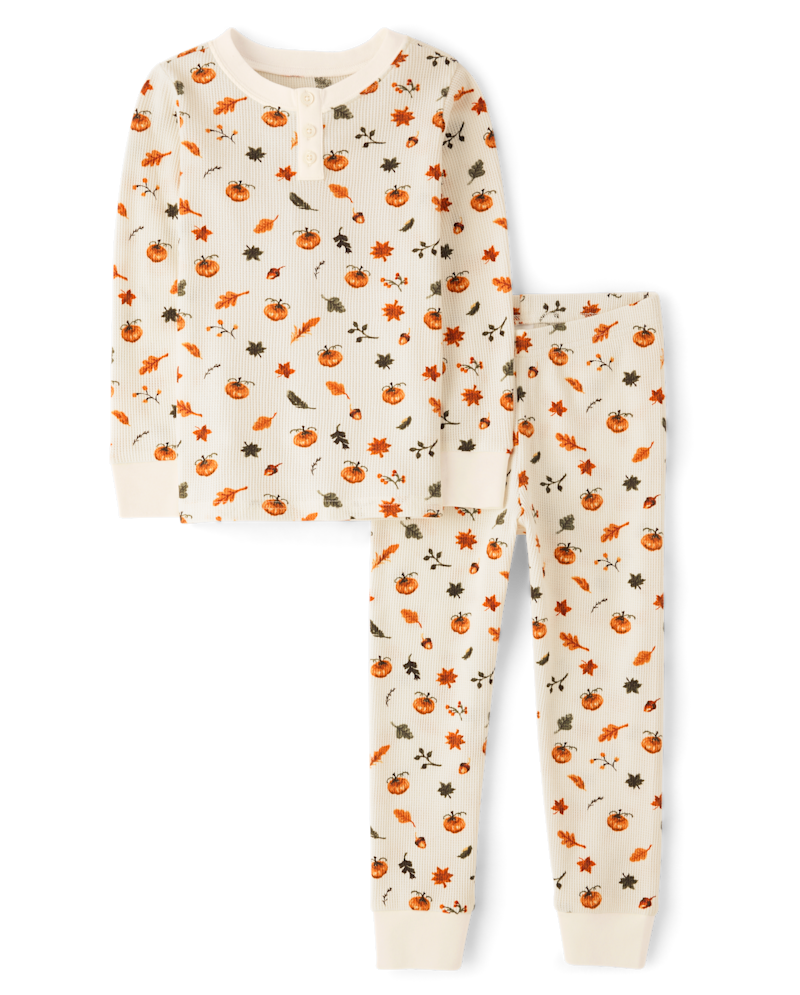 Kids Autumn Snug Fit Thermal Henley Pajamas