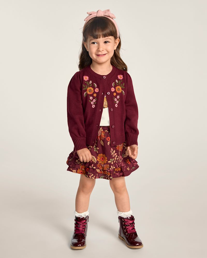 Girls Floral Tiered Ruffle Flannel Skort - The Harvest Edit