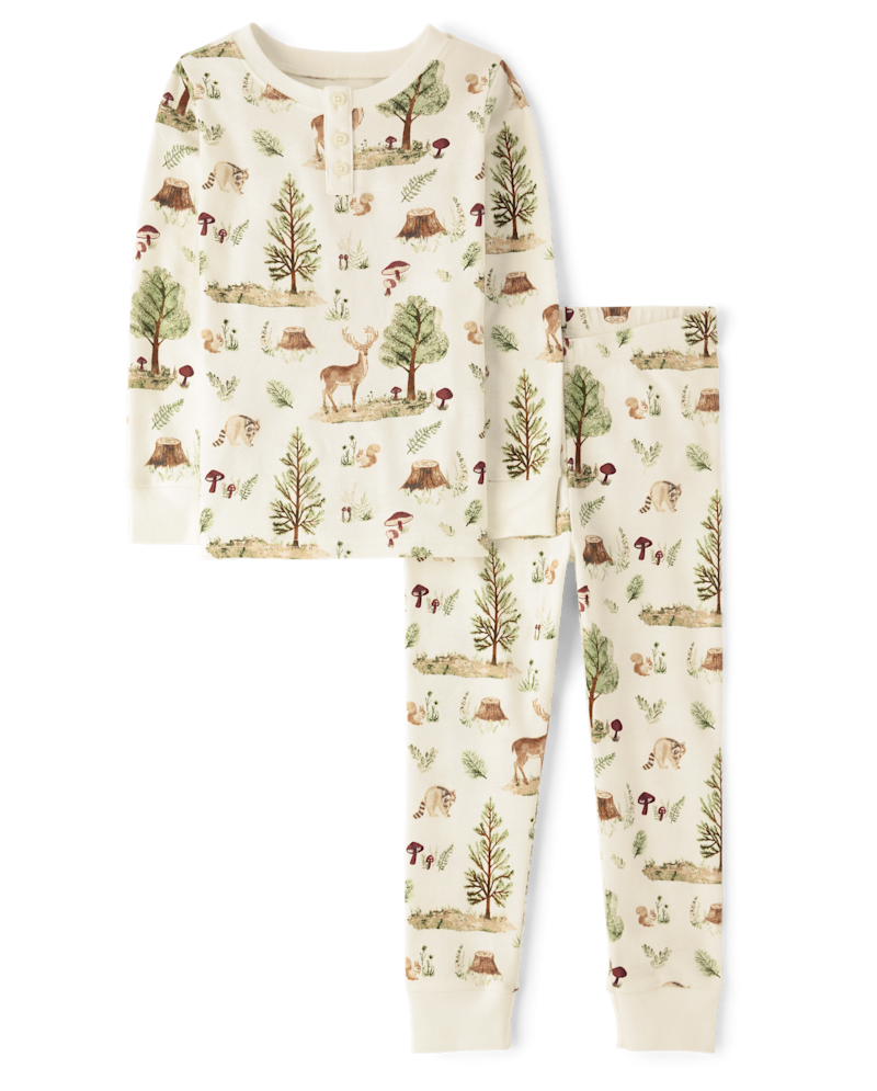 Boys Forest Snug Fit Cotton Henley Pajamas