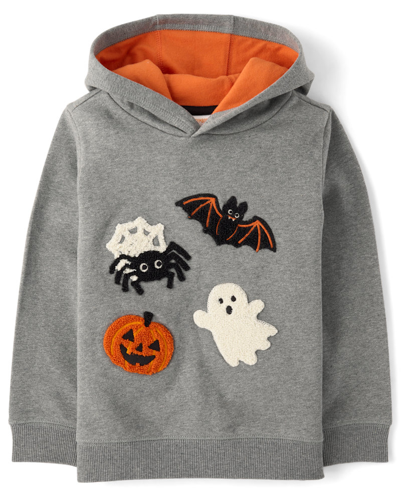 Boys Embroidered Chenille Halloween Fleece Hoodie - Trick or Treat