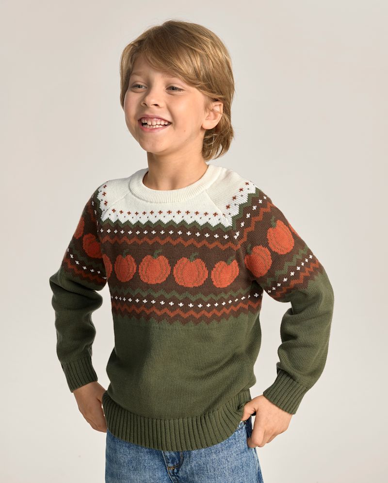 Boys Pumpkin Fairisle Sweater - The Harvest Edit