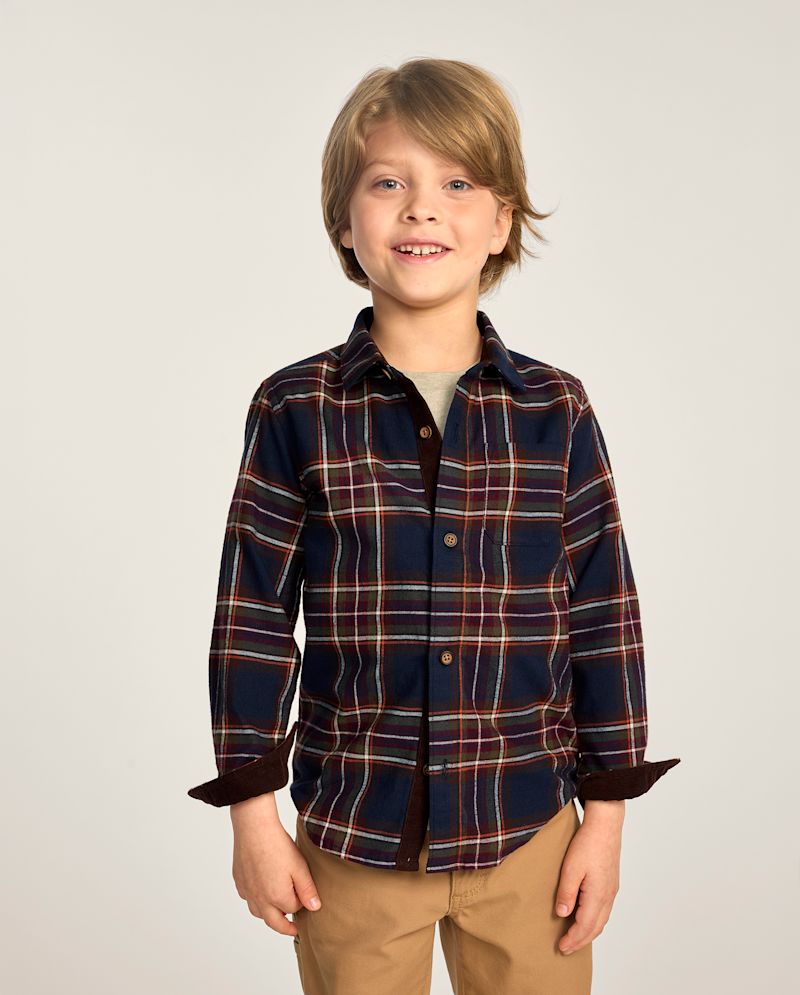 Boys Plaid Flannel Button Up Shirt - Blue Sky Mountain