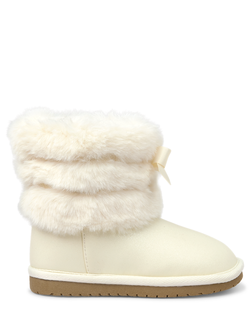 Girls Faux Fur Ribbon Chalet Boots - Little Essentials