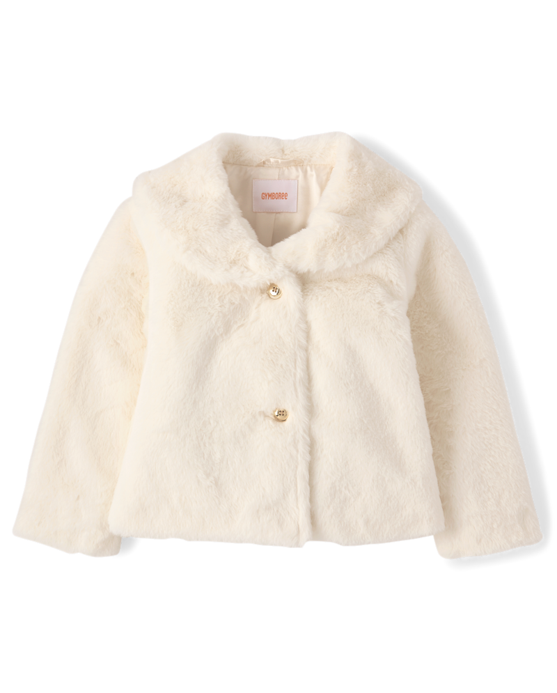 Girls Faux Fur Jacket - Tartan Remix