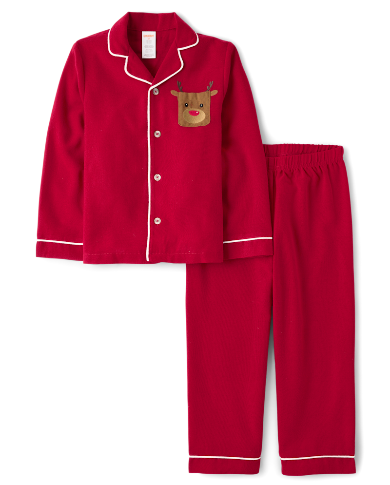 Kids Contrast Flannel Button Front Pajamas