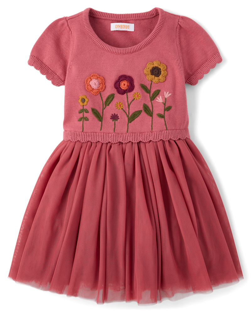 Girls Crochet Floral Sweater Tutu Dress - The Harvest Edit