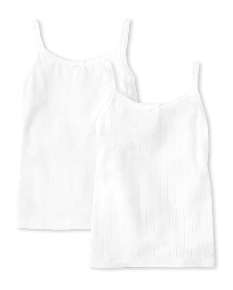 Girls Picot Trim Cami 2-Pack - white