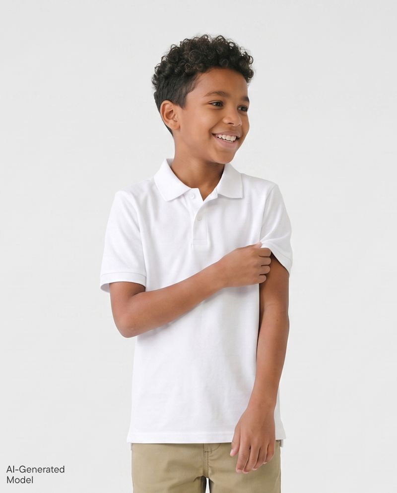 Boys Uniform Soft Pique Polo - white