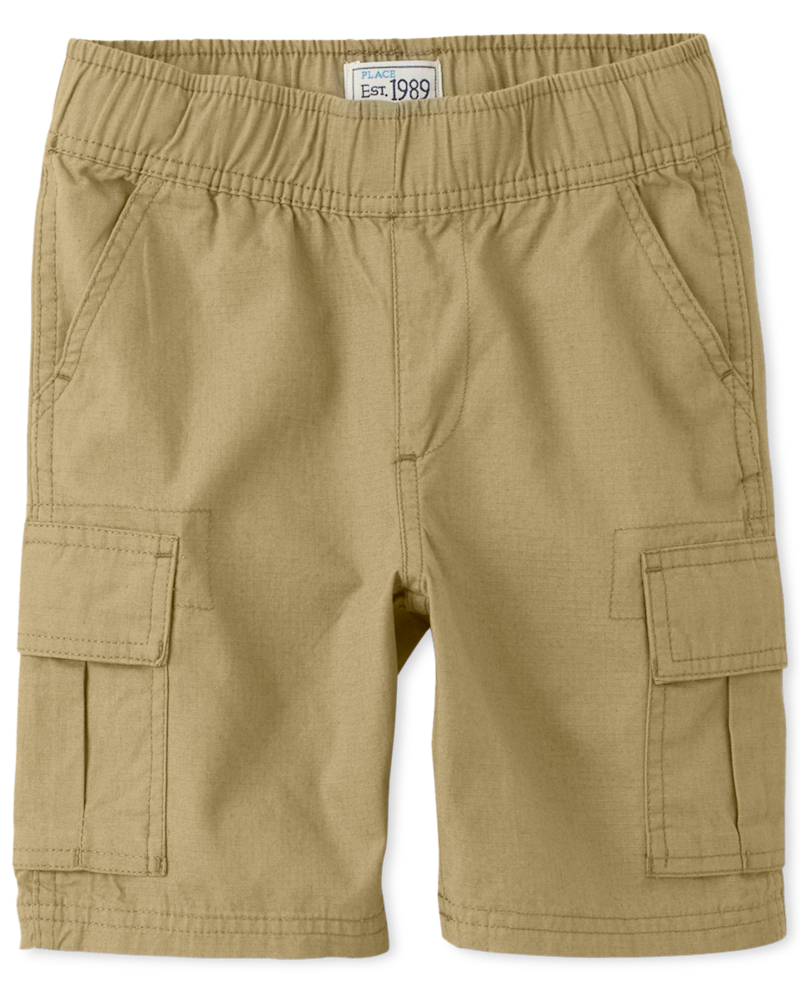 Boys Ripstop Pull On Cargo Shorts - tan