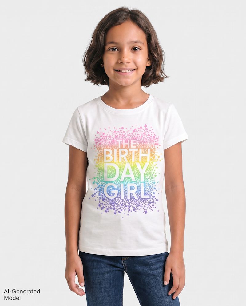 Girls Birthday Graphic Tee - white