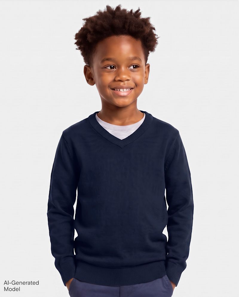 Boys V Neck Sweater - blue