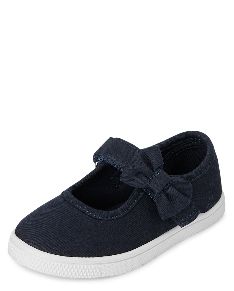 Toddler Girls Bow Strap Canvas Sneakers - blue