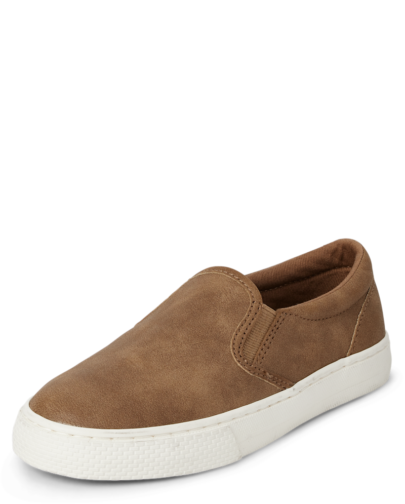 Boys Uniform Slip On Sneakers - tan