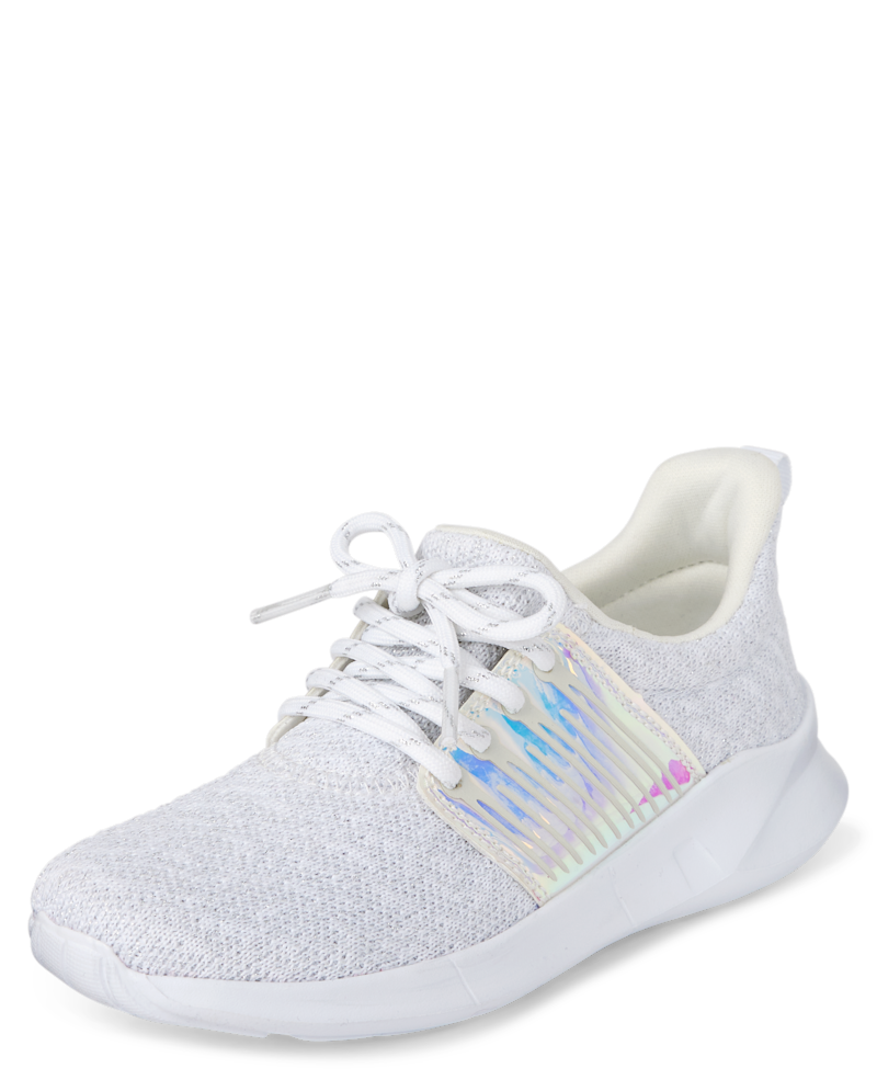 Girls Holographic Running Sneakers - white