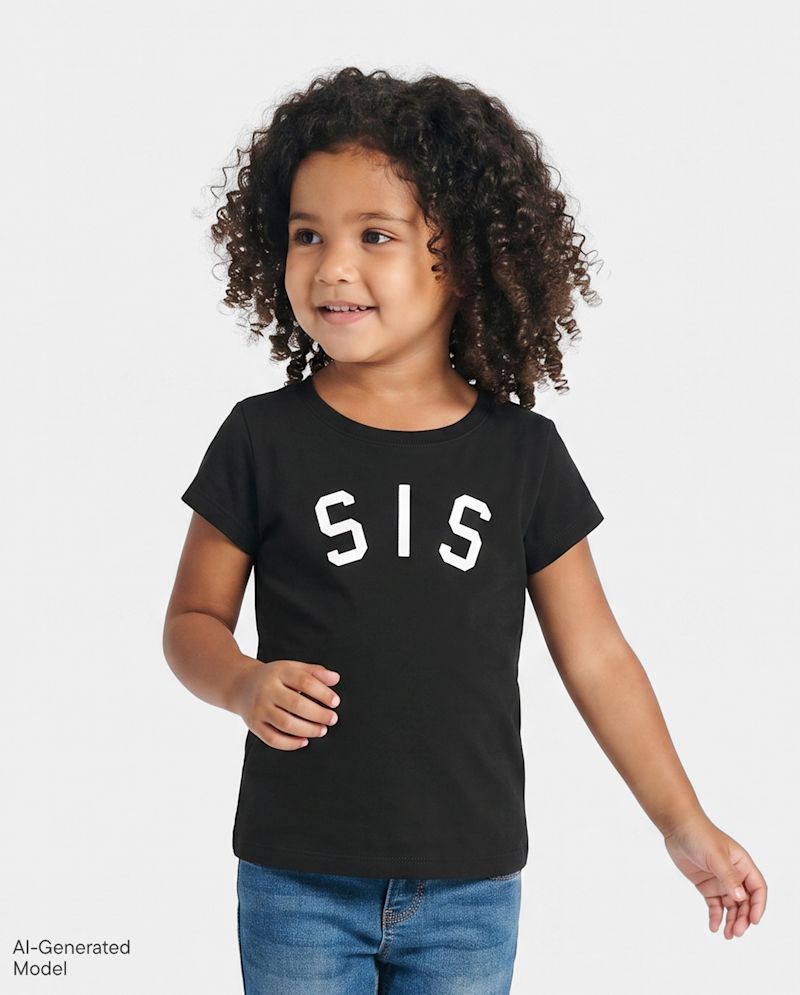 Baby And Toddler Girls Matching Family Sis Graphic Tee - black
