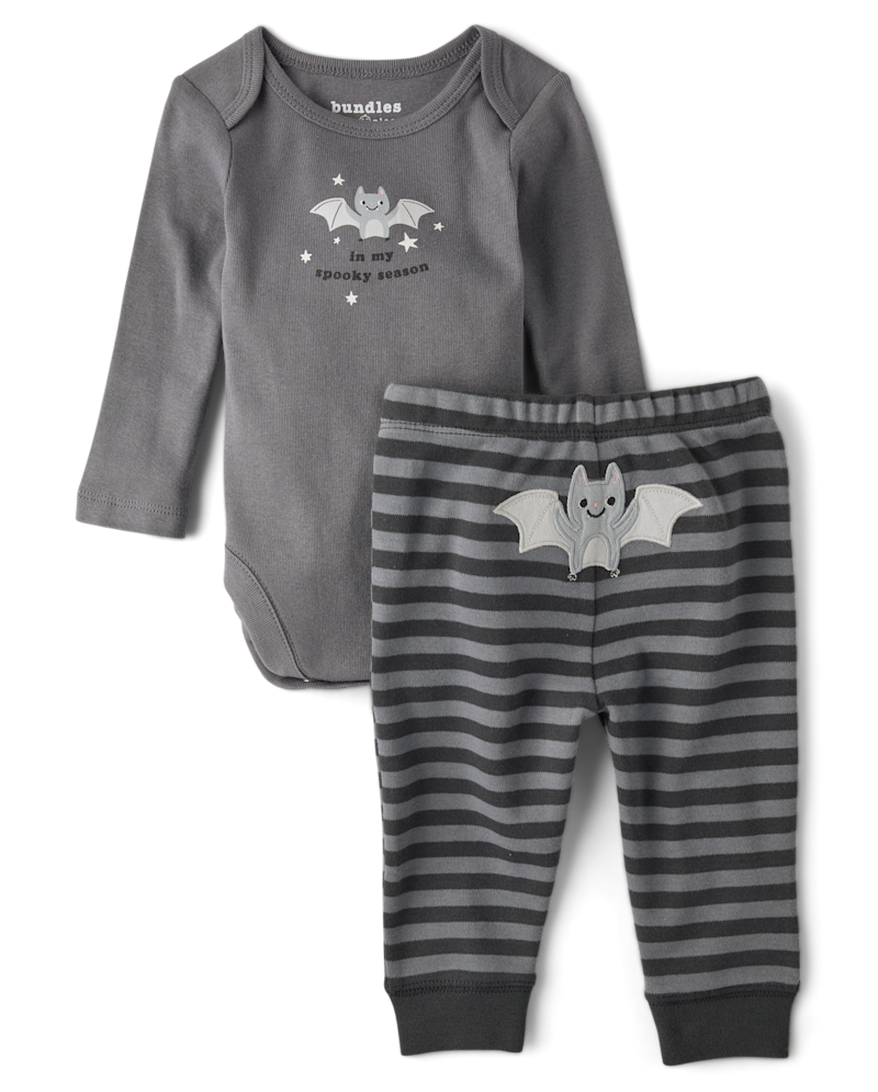 Baby Halloween Bat 2-Piece Playwear Set - gray