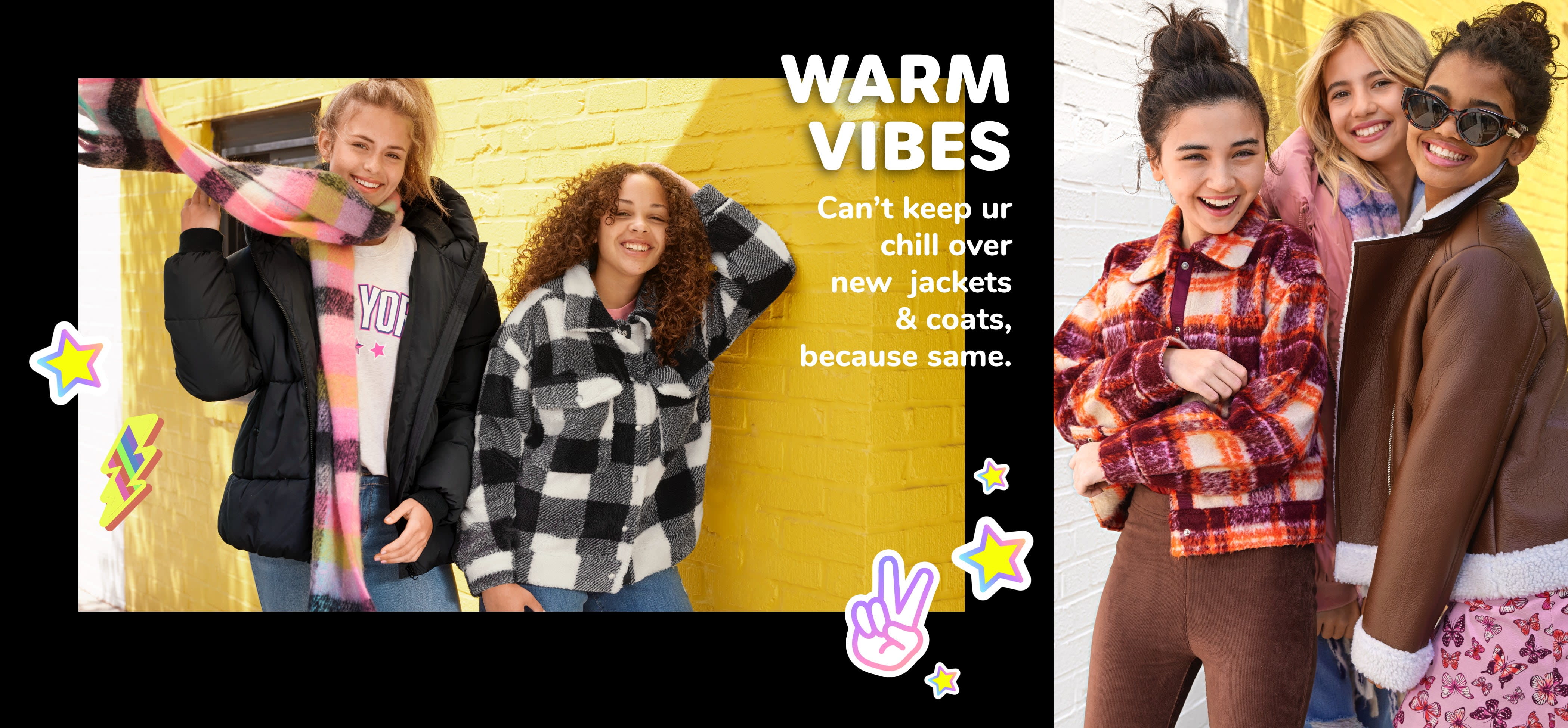 WARM VIBES Can’t keep ur chill over new  jackets & coats, because same.