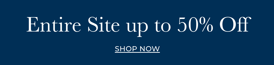 Up to 50% displayed in large white text against a deep blue background.